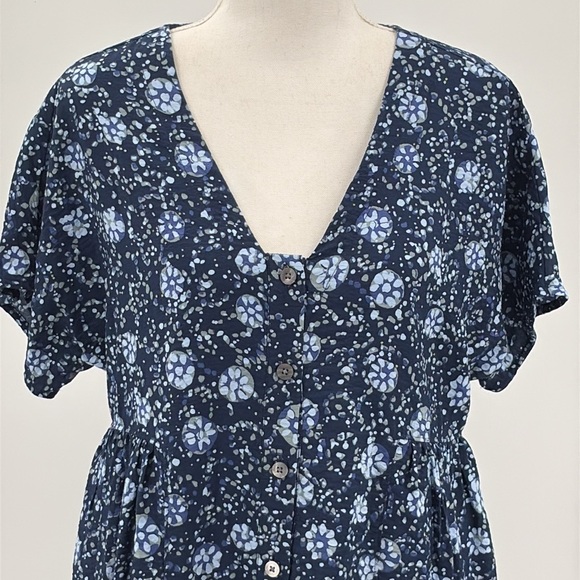 Madewell Button-Front V-Neck Mini Dress in Classic Indigo - Size Small - Picture 4 of 8